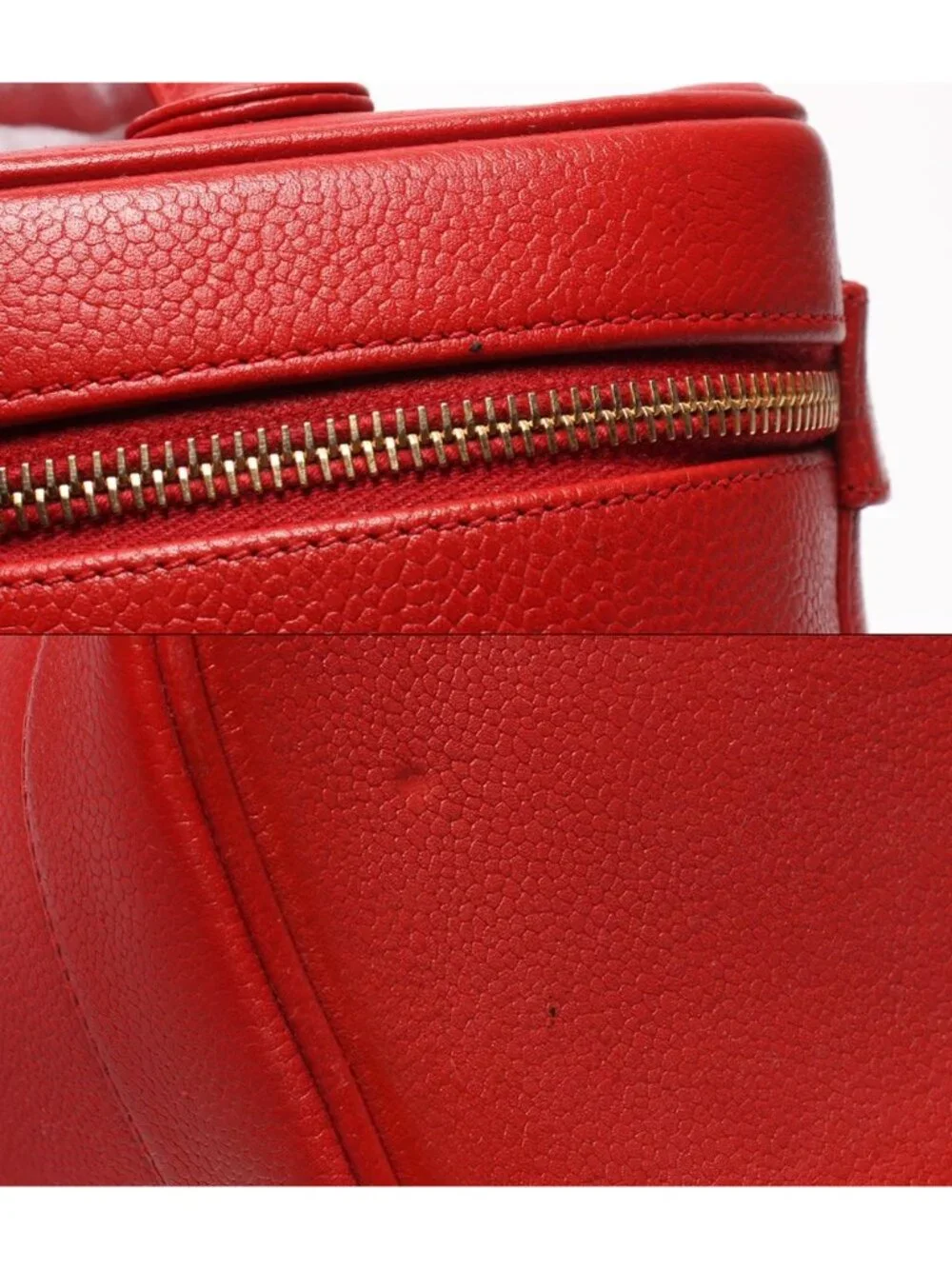 Chanel Vanity Pouch Gold Caviar Leather